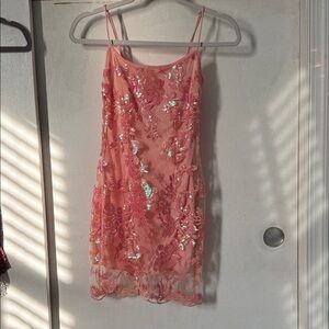 Lucy in the Sky Coral Sequin Mini Dress